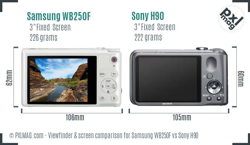 Samsung WB250F vs Sony H90 Screen and Viewfinder comparison