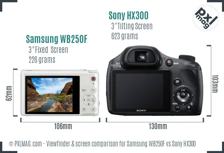 Samsung WB250F vs Sony HX300 Screen and Viewfinder comparison Samsung WB250F vs Sony HX300 Screen and Viewfinder comparison