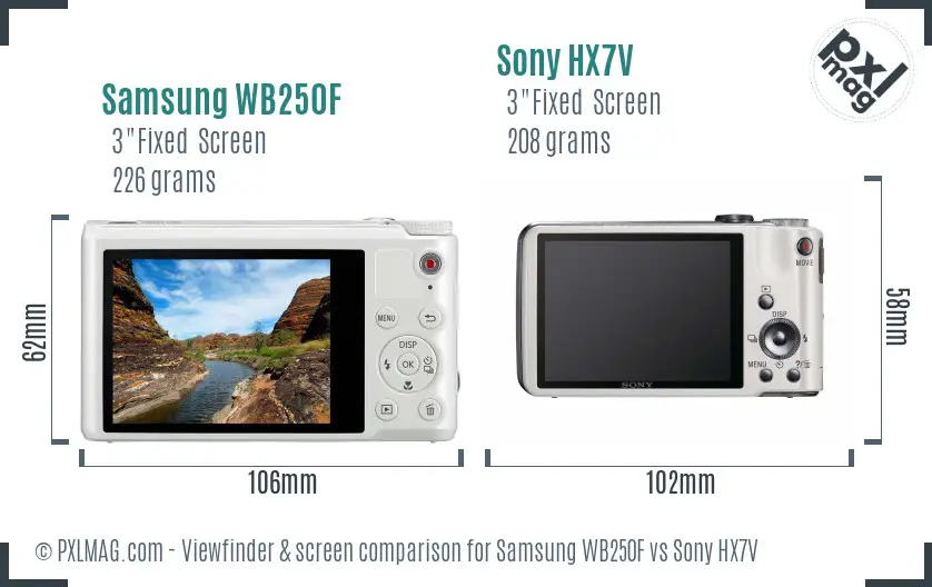 Samsung WB250F vs Sony HX7V Screen and Viewfinder comparison