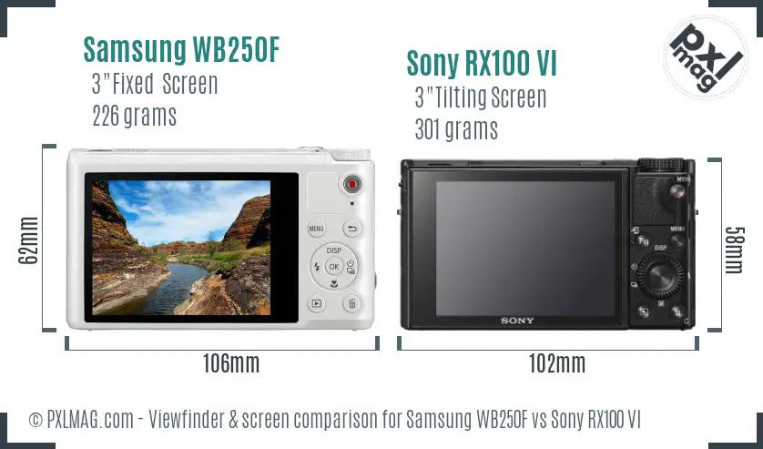 Samsung WB250F vs Sony RX100 VI Screen and Viewfinder comparison