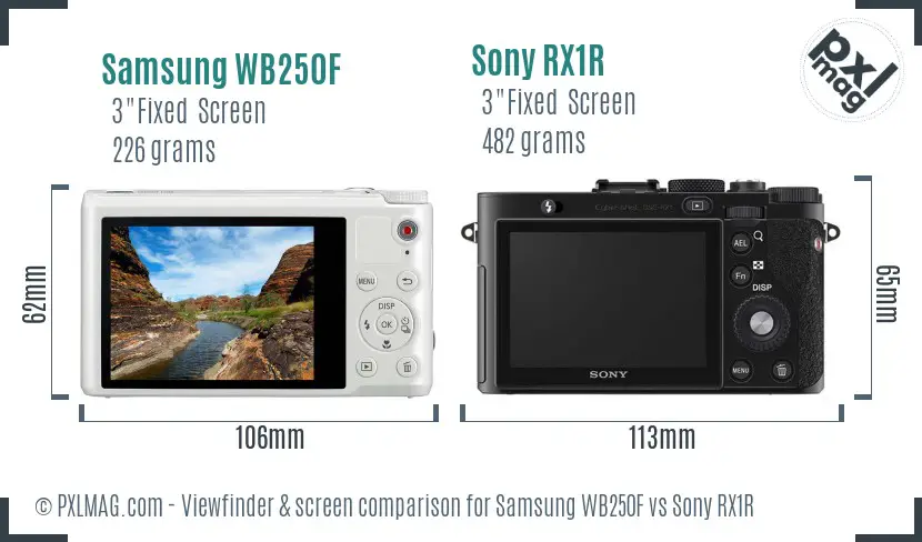Samsung WB250F vs Sony RX1R Screen and Viewfinder comparison
