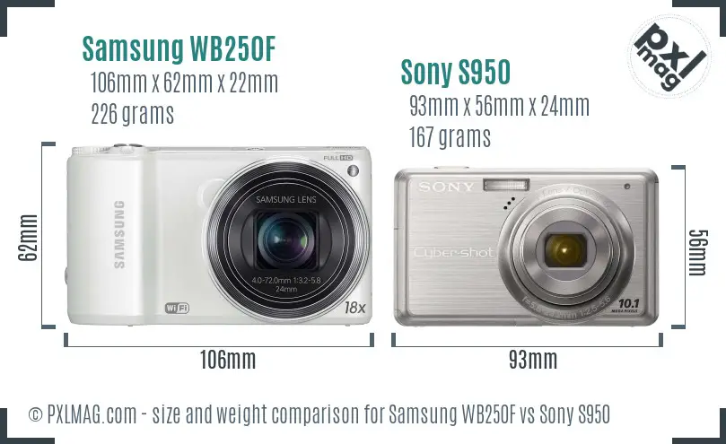 Samsung WB250F vs Sony S950 size comparison Samsung WB250F vs Sony S950 size comparison