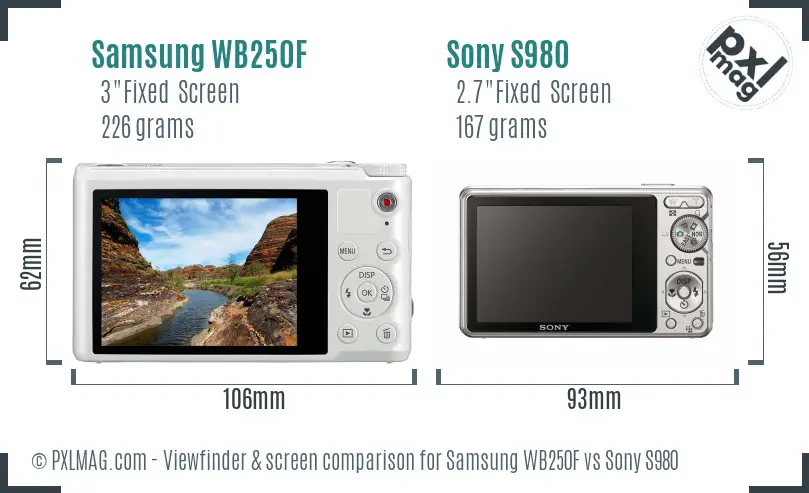 Samsung WB250F vs Sony S980 Screen and Viewfinder comparison Samsung WB250F vs Sony S980 Screen and Viewfinder comparison