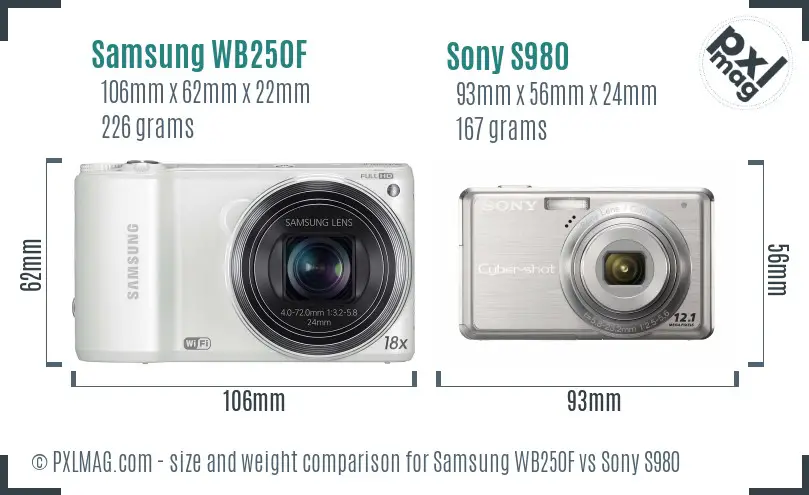 Samsung WB250F vs Sony S980 size comparison Samsung WB250F vs Sony S980 size comparison