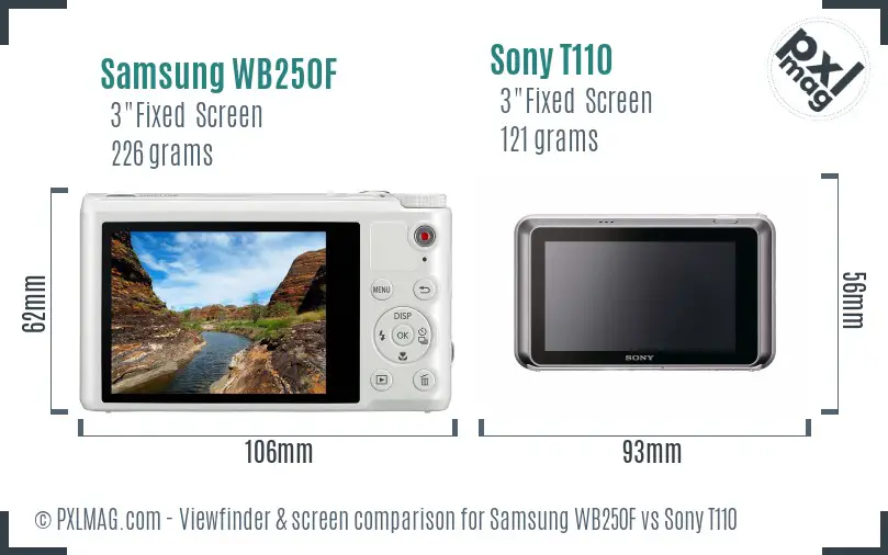 Samsung WB250F vs Sony T110 Screen and Viewfinder comparison Samsung WB250F vs Sony T110 Screen and Viewfinder comparison
