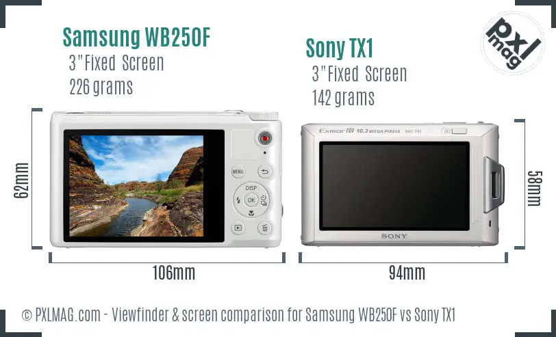 Samsung WB250F vs Sony TX1 Screen and Viewfinder comparison Samsung WB250F vs Sony TX1 Screen and Viewfinder comparison