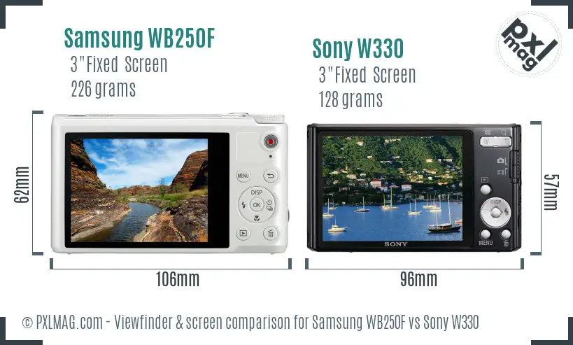 Samsung WB250F vs Sony W330 Screen and Viewfinder comparison Samsung WB250F vs Sony W330 Screen and Viewfinder comparison