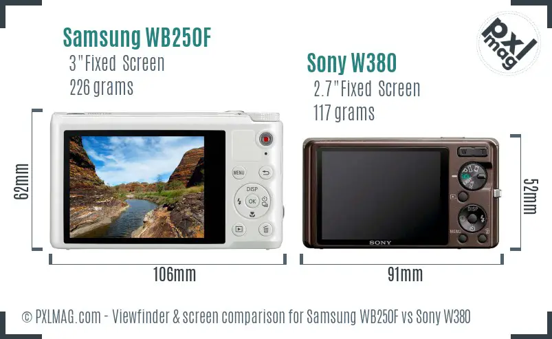Samsung WB250F vs Sony W380 Screen and Viewfinder comparison Samsung WB250F vs Sony W380 Screen and Viewfinder comparison