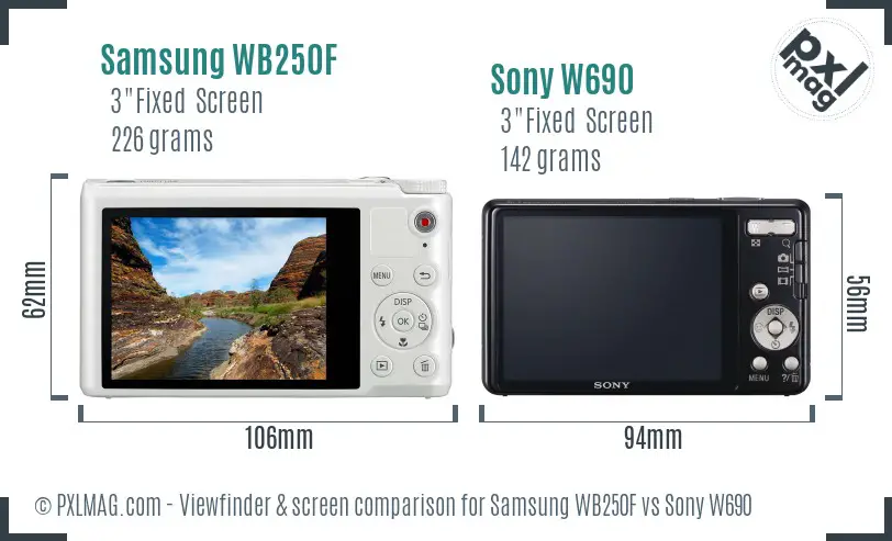 Samsung WB250F vs Sony W690 Screen and Viewfinder comparison