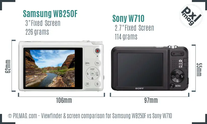 Samsung WB250F vs Sony W710 Screen and Viewfinder comparison