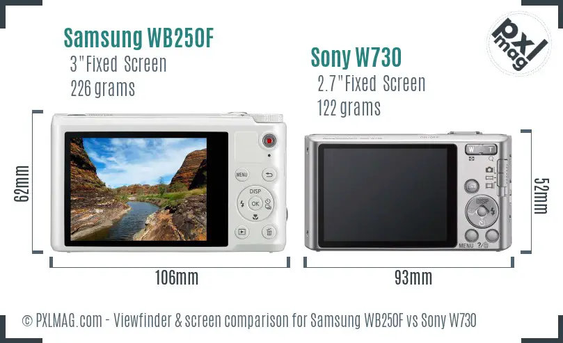 Samsung WB250F vs Sony W730 Screen and Viewfinder comparison Samsung WB250F vs Sony W730 Screen and Viewfinder comparison