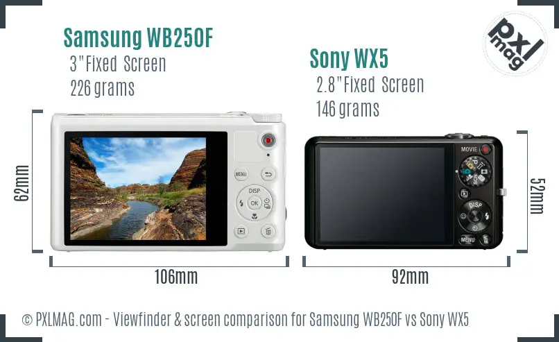 Samsung WB250F vs Sony WX5 Screen and Viewfinder comparison Samsung WB250F vs Sony WX5 Screen and Viewfinder comparison