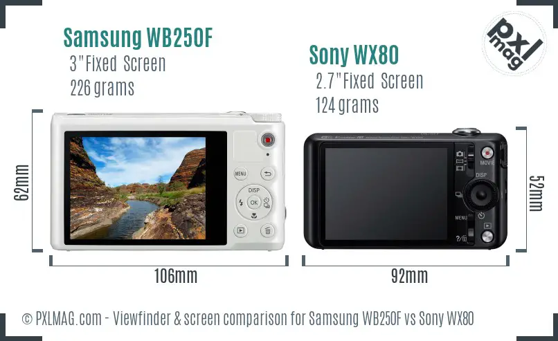 Samsung WB250F vs Sony WX80 Screen and Viewfinder comparison Samsung WB250F vs Sony WX80 Screen and Viewfinder comparison