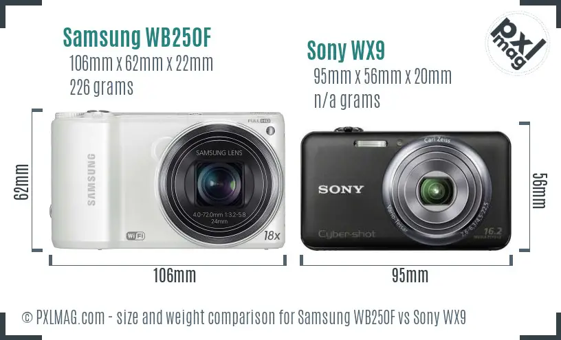 Samsung WB250F vs Sony WX9 size comparison Samsung WB250F vs Sony WX9 size comparison