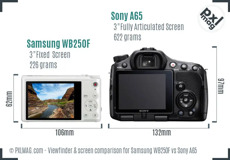Samsung WB250F vs Sony A65 Screen and Viewfinder comparison Samsung WB250F vs Sony A65 Screen and Viewfinder comparison