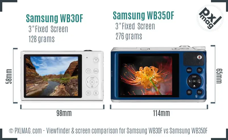 Samsung WB30F vs Samsung WB350F Screen and Viewfinder comparison