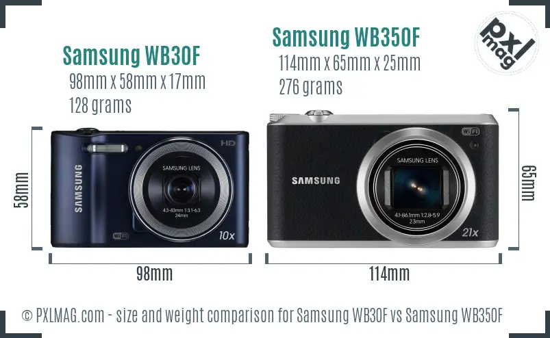 Samsung WB30F vs Samsung WB350F size comparison