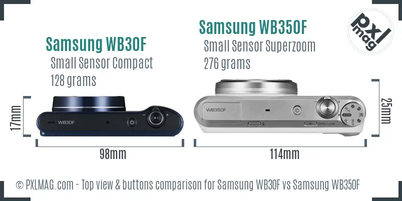 Samsung WB30F vs Samsung WB350F top view buttons comparison