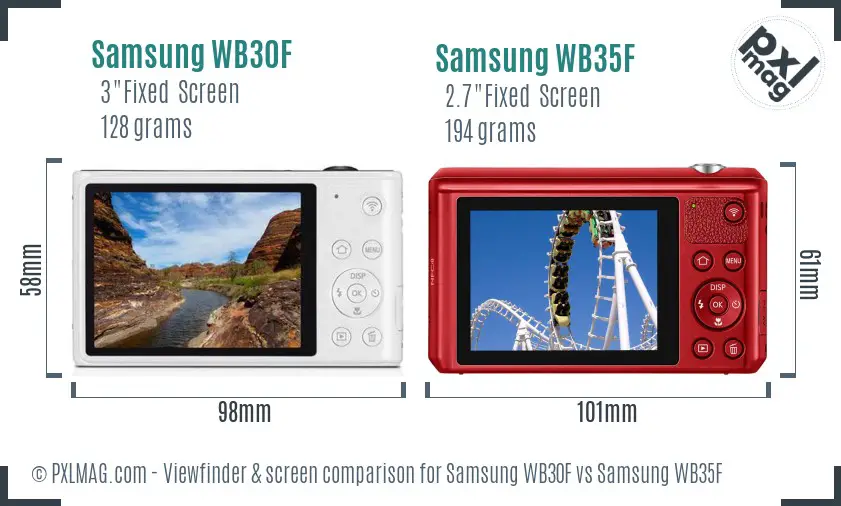 Samsung WB30F vs Samsung WB35F Screen and Viewfinder comparison