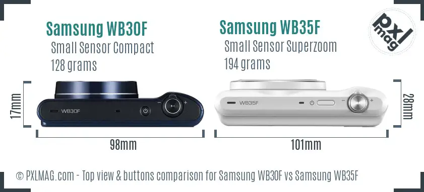 Samsung WB30F vs Samsung WB35F top view buttons comparison
