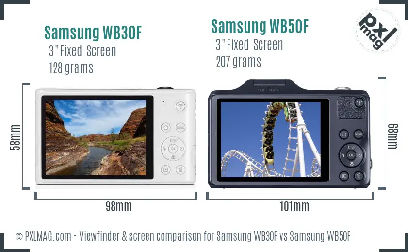 Samsung WB30F vs Samsung WB50F Screen and Viewfinder comparison