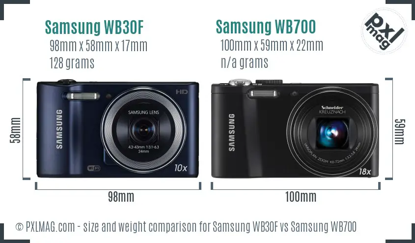 Samsung WB30F vs Samsung WB700 size comparison