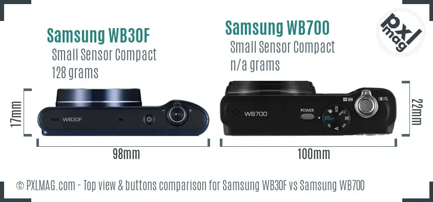 Samsung WB30F vs Samsung WB700 top view buttons comparison