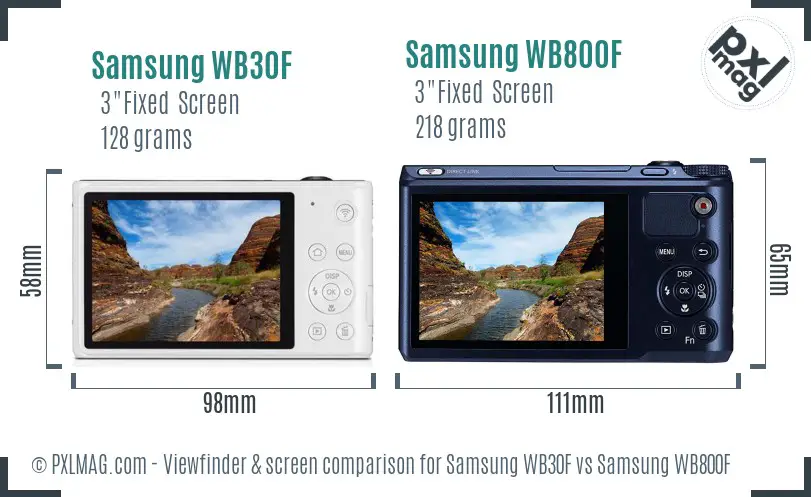Samsung WB30F vs Samsung WB800F Screen and Viewfinder comparison