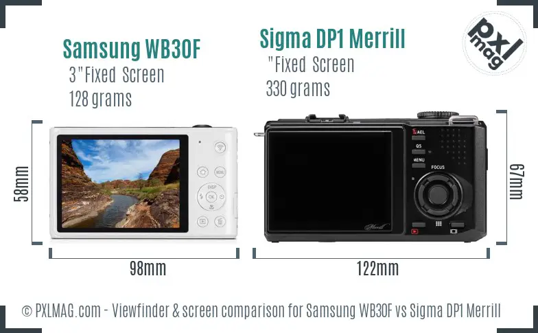 Samsung WB30F vs Sigma DP1 Merrill Screen and Viewfinder comparison