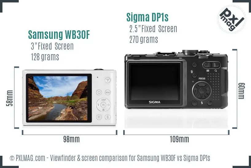 Samsung WB30F vs Sigma DP1s Screen and Viewfinder comparison