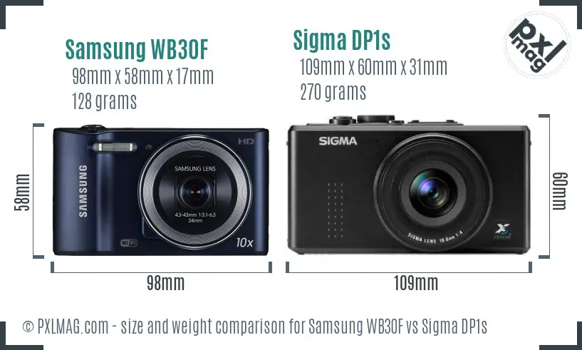 Samsung WB30F vs Sigma DP1s size comparison