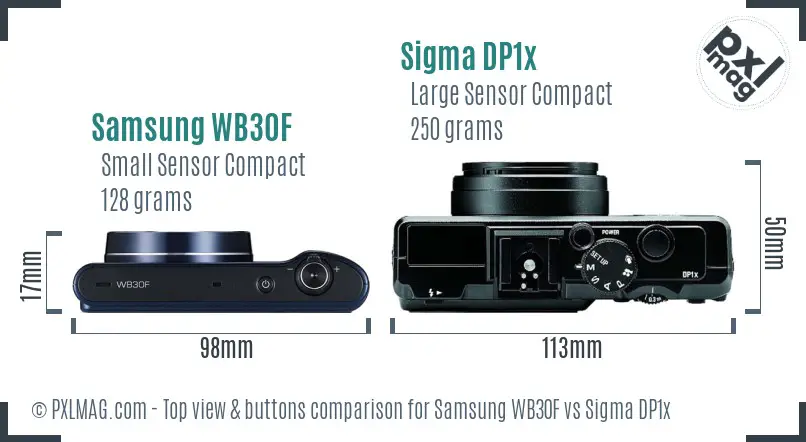 Samsung WB30F vs Sigma DP1x top view buttons comparison