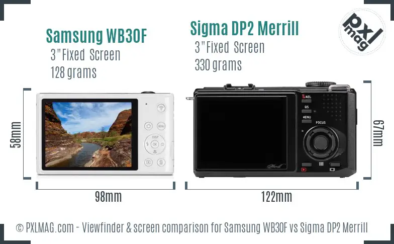 Samsung WB30F vs Sigma DP2 Merrill Screen and Viewfinder comparison