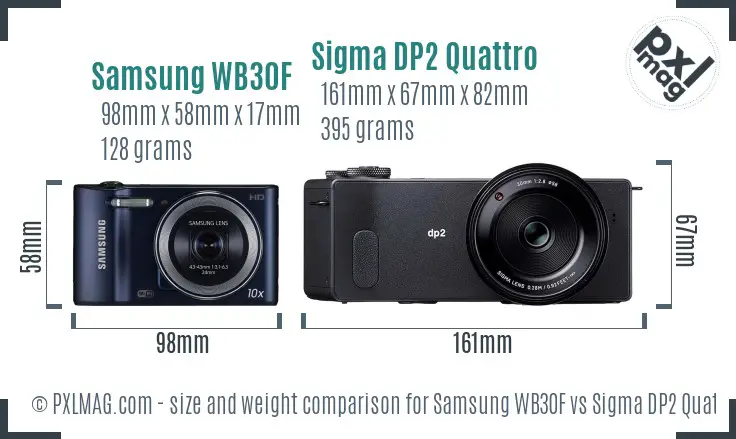 Samsung WB30F vs Sigma DP2 Quattro size comparison