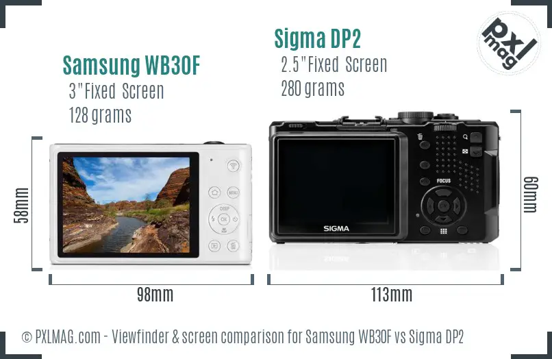 Samsung WB30F vs Sigma DP2 Screen and Viewfinder comparison
