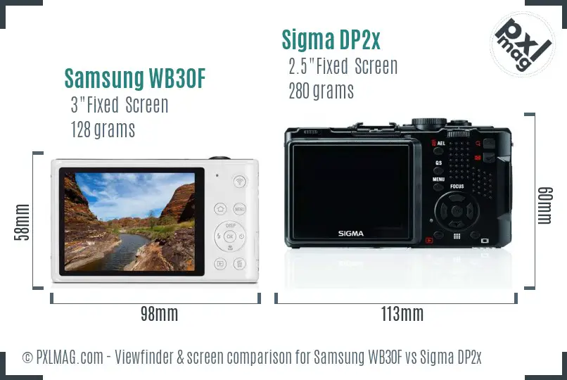 Samsung WB30F vs Sigma DP2x Screen and Viewfinder comparison