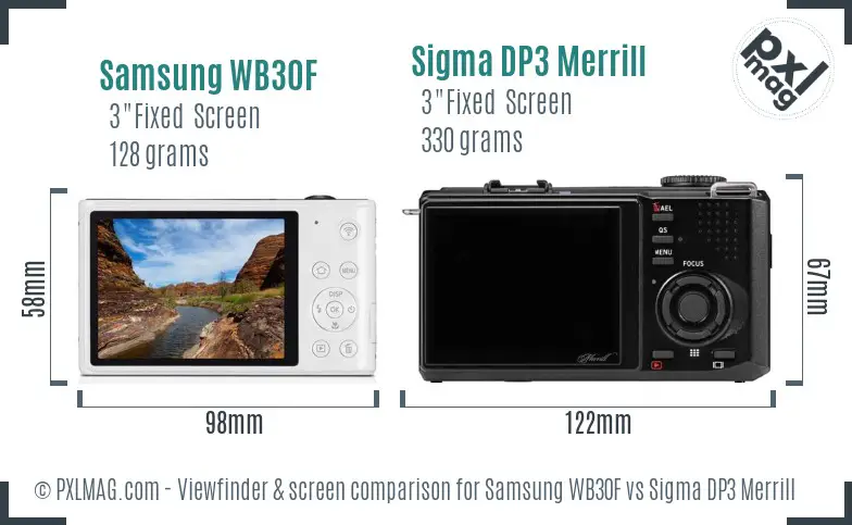 Samsung WB30F vs Sigma DP3 Merrill Screen and Viewfinder comparison