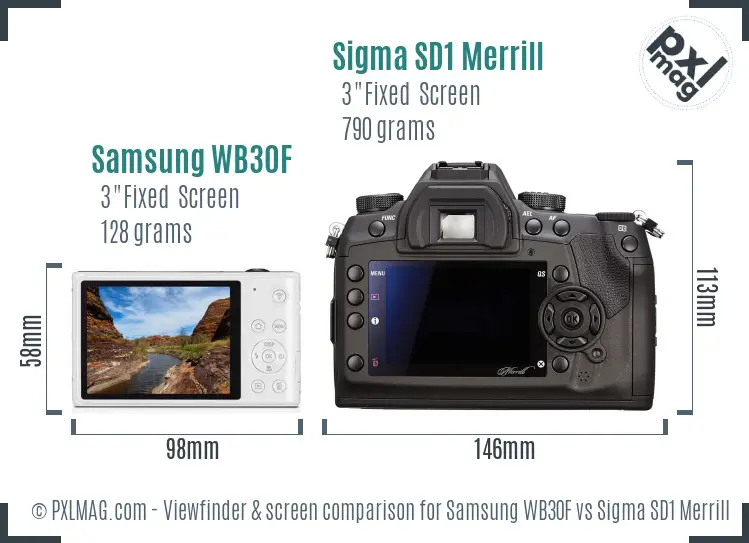 Samsung WB30F vs Sigma SD1 Merrill Screen and Viewfinder comparison