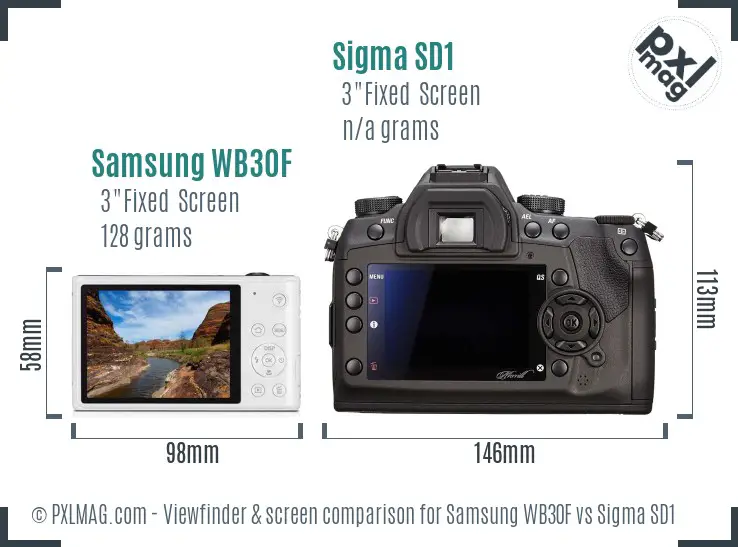 Samsung WB30F vs Sigma SD1 Screen and Viewfinder comparison