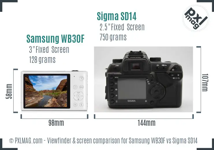 Samsung WB30F vs Sigma SD14 Screen and Viewfinder comparison