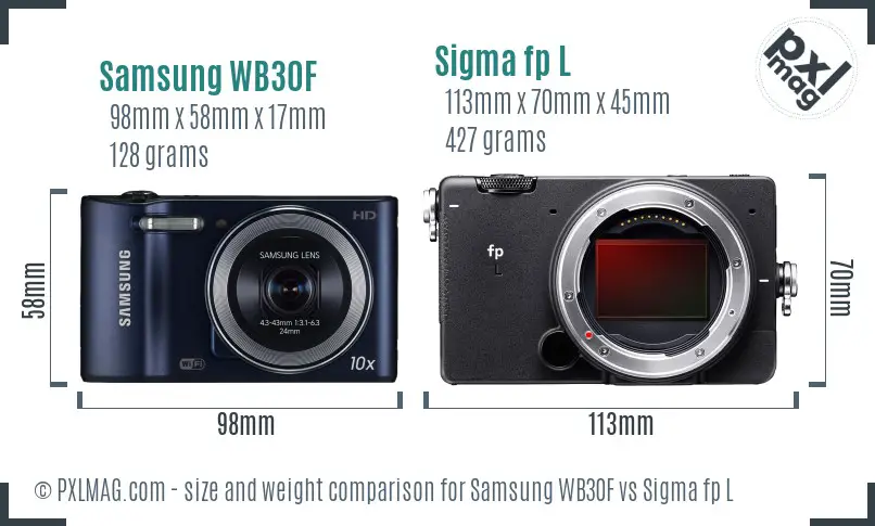 Samsung WB30F vs Sigma fp L size comparison