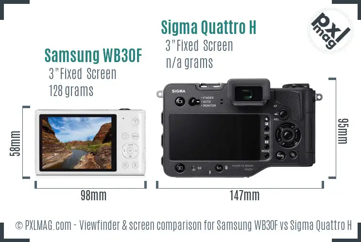 Samsung WB30F vs Sigma Quattro H Screen and Viewfinder comparison