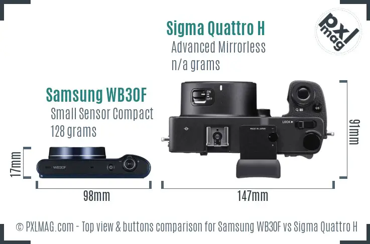 Samsung WB30F vs Sigma Quattro H top view buttons comparison