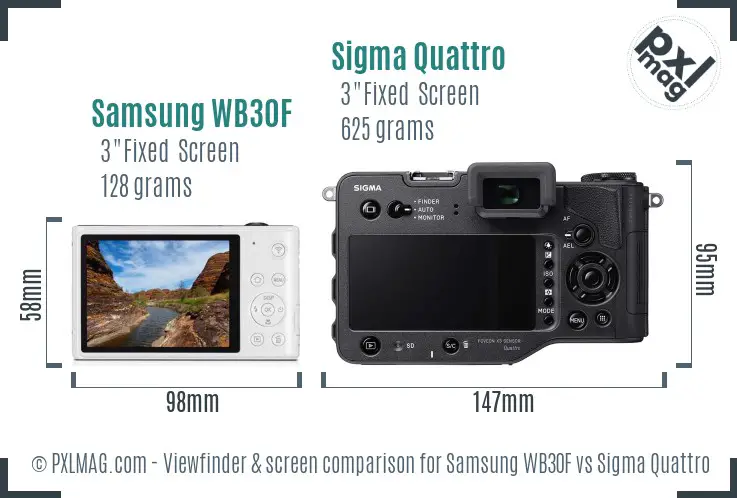 Samsung WB30F vs Sigma Quattro Screen and Viewfinder comparison
