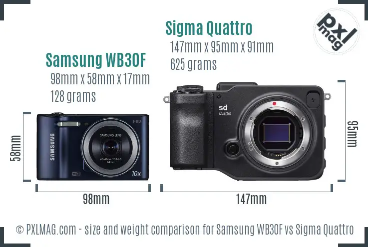 Samsung WB30F vs Sigma Quattro size comparison