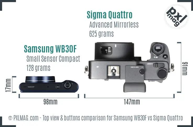 Samsung WB30F vs Sigma Quattro top view buttons comparison