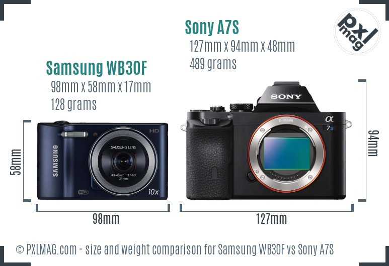 Samsung WB30F vs Sony A7S size comparison