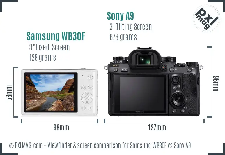 Samsung WB30F vs Sony A9 Screen and Viewfinder comparison