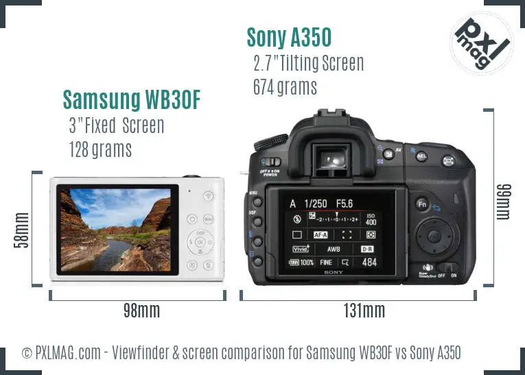 Samsung WB30F vs Sony A350 Screen and Viewfinder comparison Samsung WB30F vs Sony A350 Screen and Viewfinder comparison