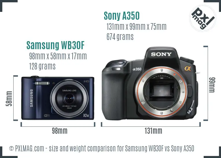 Samsung WB30F vs Sony A350 size comparison Samsung WB30F vs Sony A350 size comparison